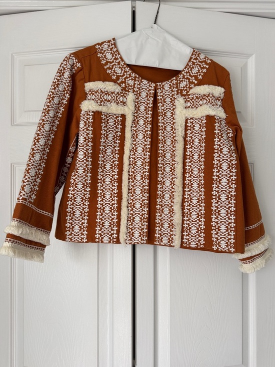 Julia Amory Jackets & Blazers - Julia Amory Embroidered Rust/Orange Fringe Jacket